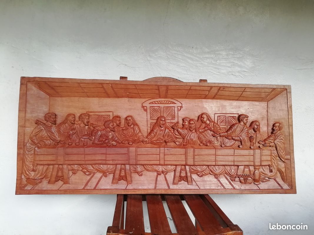 Fresque repas de jésus sculptée en bois de palissandre (image 10)