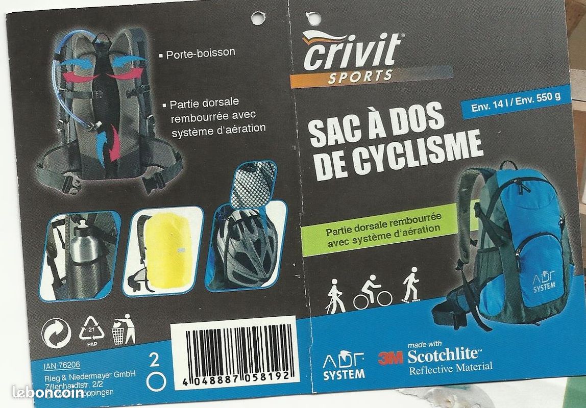 Sac à dos de cyclisme running ski Rando, Noir et Gris, Etat