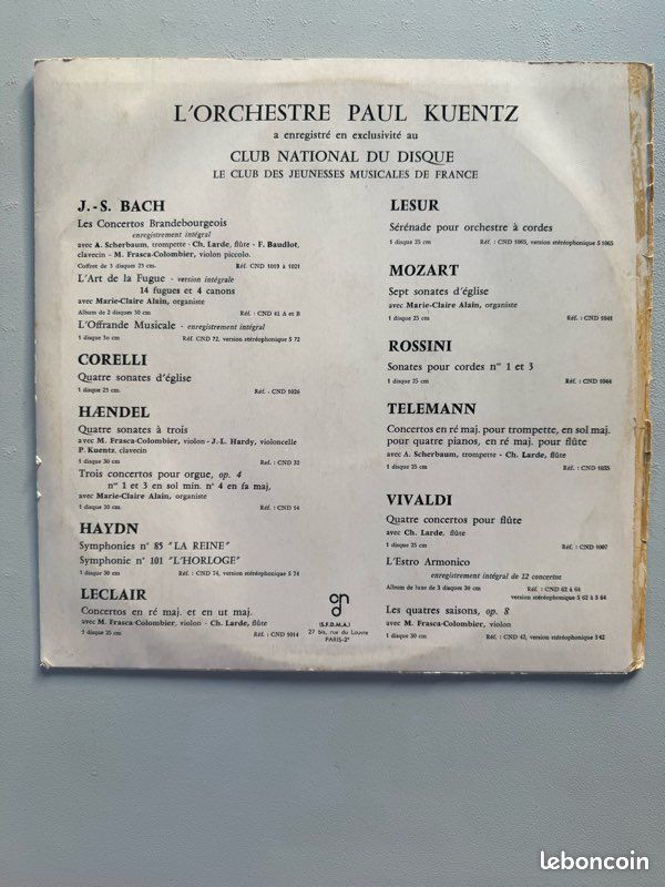 Disque l’orchestre Paul Kuentz (image 1)