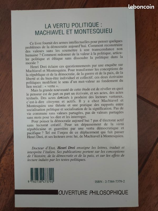 La vertu politique Machiavel et Montesquieu Par Henri Drei (image 2)