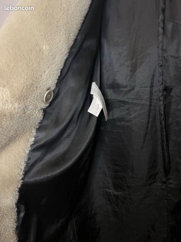 Manteau Nude Rose En Fausse Fourrure Mango Taille M - Style Caban