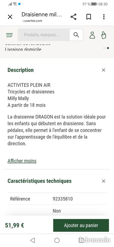 Draisienne Milly Mally Dragon avec frein (image 8)