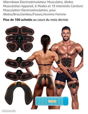 Ceinture Abdominale électrostimulation EMS – Fitness & Musculation + 10 Patches