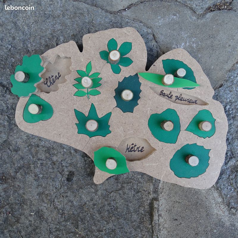 [Fait main][NEUF] Puzzle / jeu d'encastrement feuilles d'arbre, animaux, plantes (image 3)