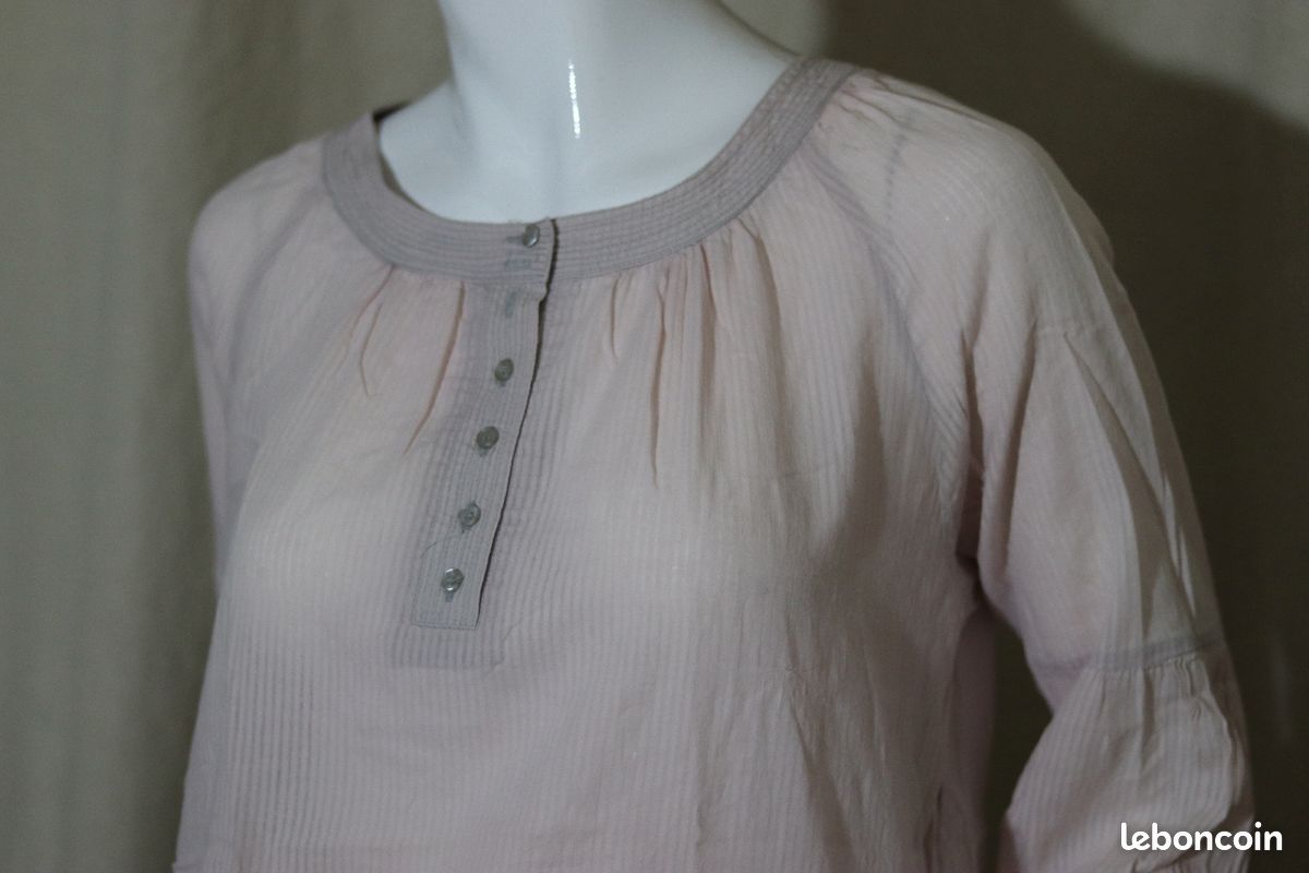 Blouse bouffante rose gris (image 3)