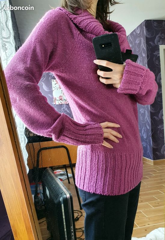 Pull oversized violet doux pelucheux en T2 comme neuf (image 2)