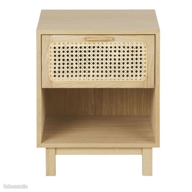 Table de chevet 1 tiroir 1 niche et cannage en rotin beige Canopy Maisons du monde neuve (image 2)