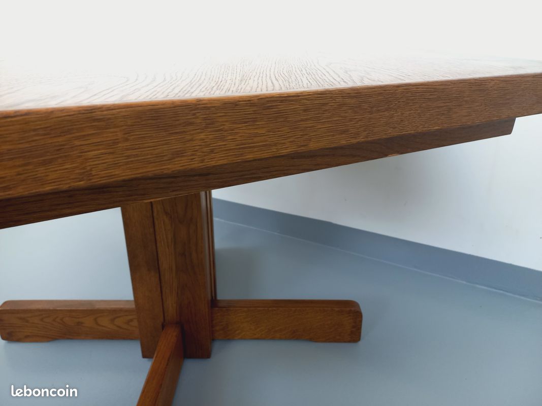 Table à manger hexagonale vintage des années 80 en bois de chêne (image 7)