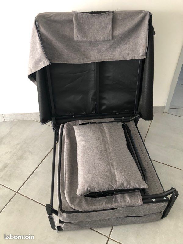 Fauteuil chauffeuse lit convertible dossier inclinable 5 positions 1 place tissus gris (image 4)
