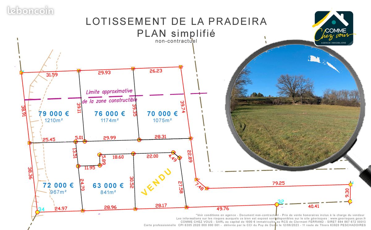 Terrain 841 m² · à Peschadoires · 841 m² · 63 000 €
