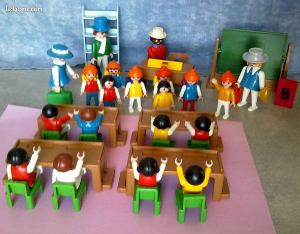 Lot vintage playmobil école, salle de classe, 20 playmobils