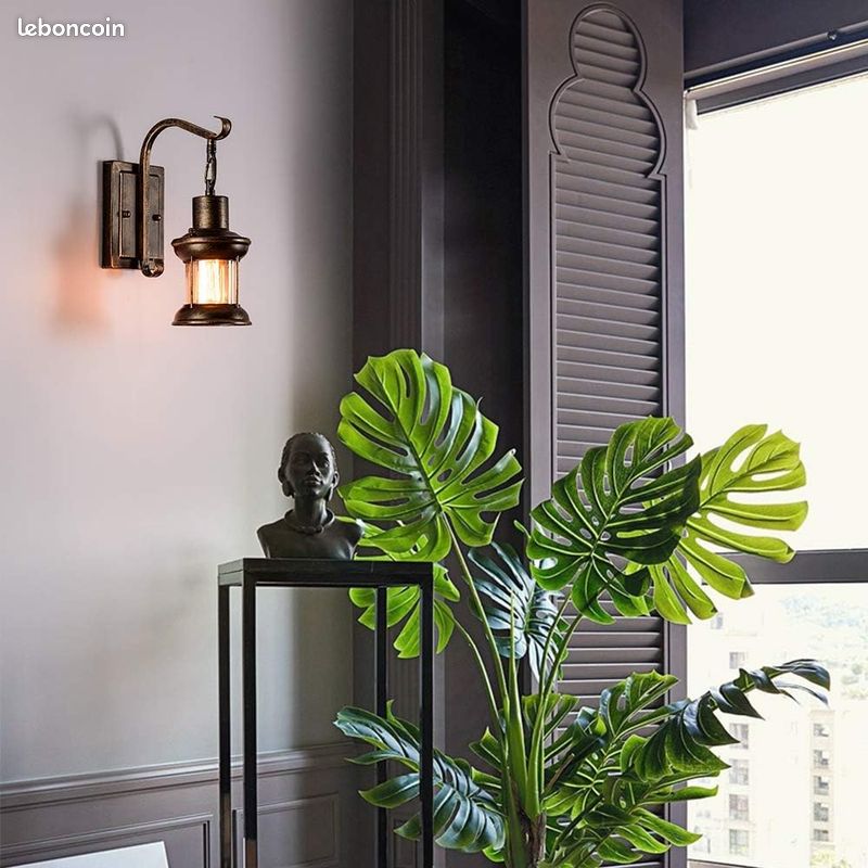 Luling Appliques murales en verre Vintage 2-Pack, Appliques murales en verre nordique rustique Retro Metal Black Painted Colour (No Bulb) (image 6)