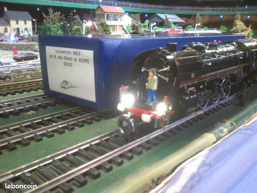 ECH Ho JOUEF LOCO SNCF 141 R 416 CHARBON VERTE DEPOT REIMS EN BOITE