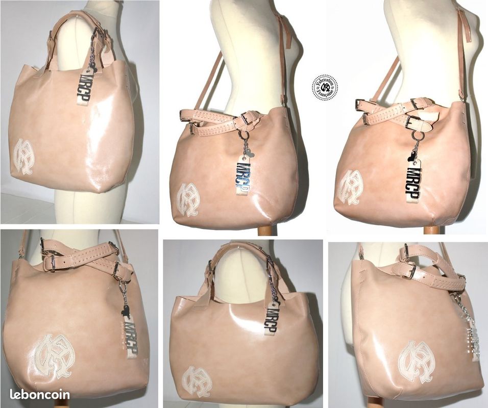 GRAND SAC CABAS NEUF EN CUIR épais naturel Neuf cuir naturel couleur chair nude (image 3)