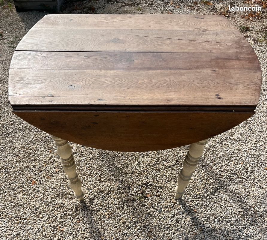 Table ovale ancienne bois à abattants (image 3)