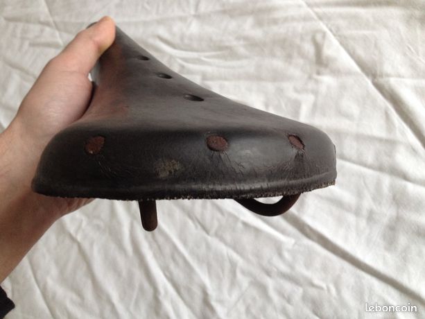Selle Vélo Ancien Dunlop – Cuir Marron à Ressorts, Pour Vélo De Route Ou Hybride