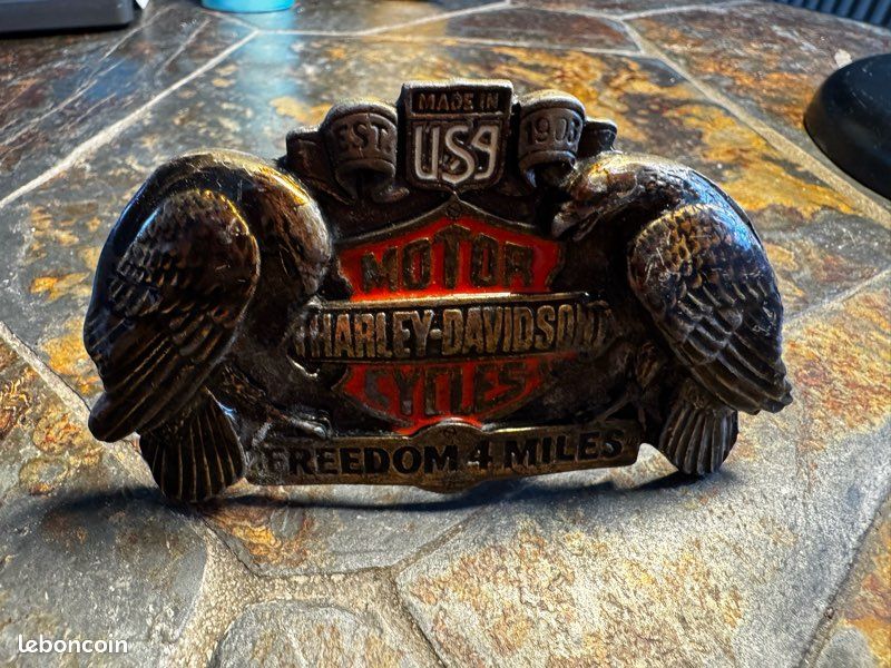 Boucle De Ceinture Harley-Davidson Vintage - Style Western En Acier Argenté - Largeur 45mm - Neuf Avec étiquettes