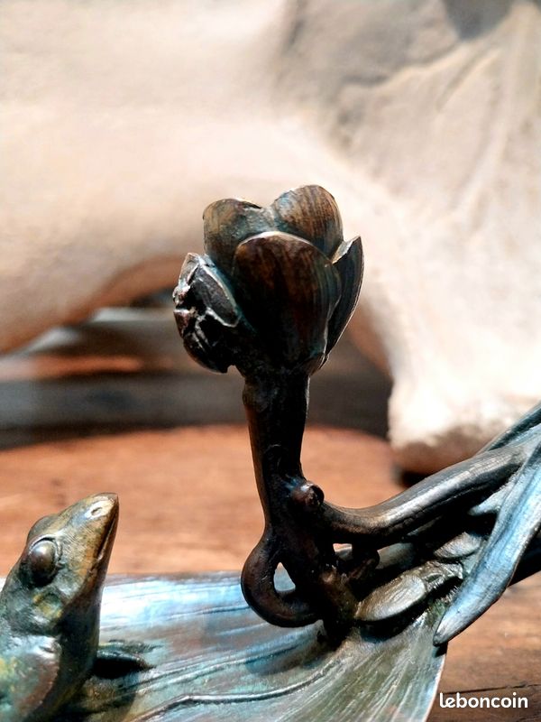 bougeoir bronze art nouveau 28x10
