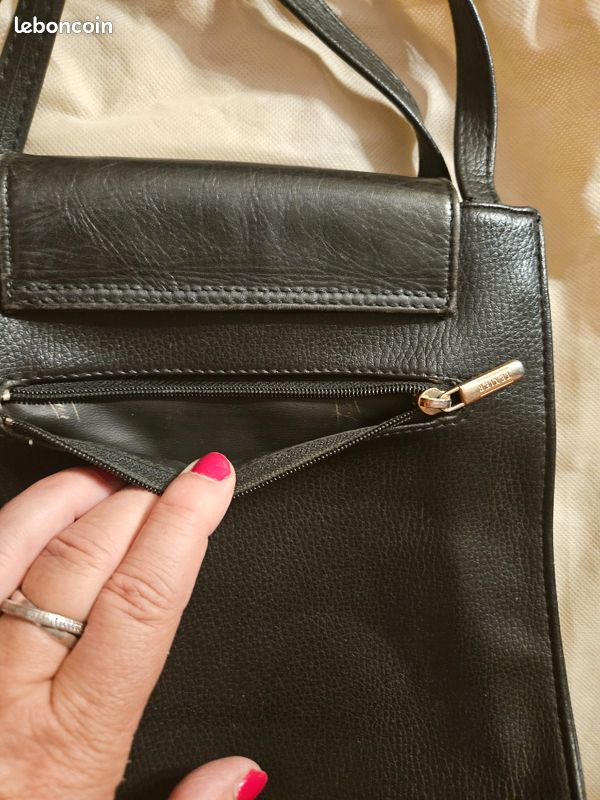 Sac bandoulière Texier en cuir grainé noir + Dustbag (image 3)