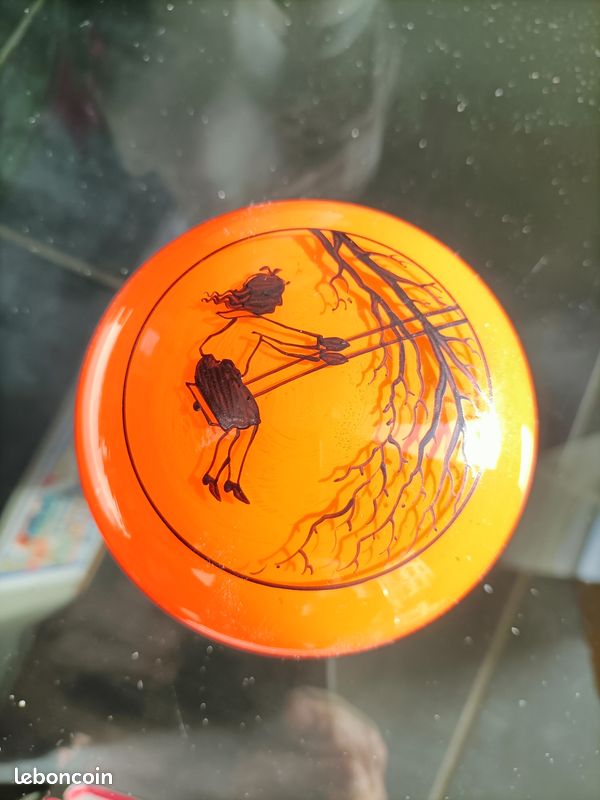 ANCIENNE BOITE RONDE bonbonniere en verre emaillé mary gregory XIXe EUR 80,00 - FR