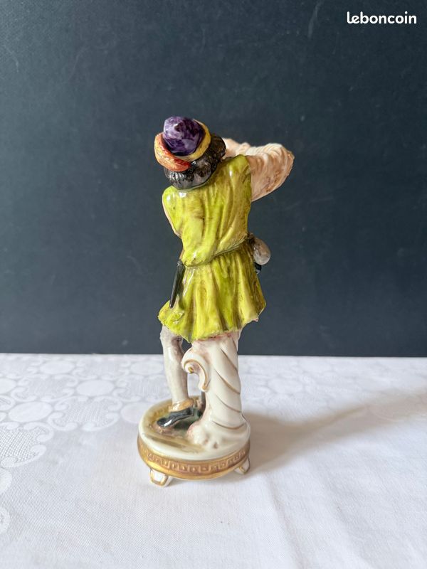 Musicien au Hautbois - Statuette Porcelaine Allemande (image 4)