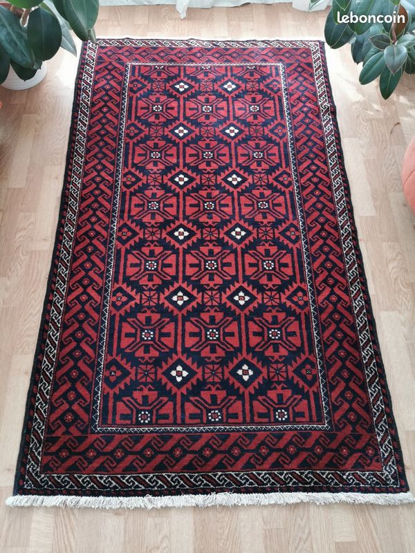 188×108cm TAPIS PERSAN FAIT MAIN LAINE TAPIS D'IRAN VINTAGE TAPIS D'ORIENT ANCIEN (image 2)