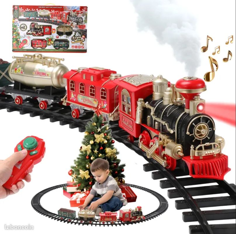 Joellfuner Train Électrique à Vapeur – Locomotive Lumineuse Avec Fumée Réaliste, Rails Modulaires Et Batterie Rechargeable – Cadeau Enfant 4-7 Ans