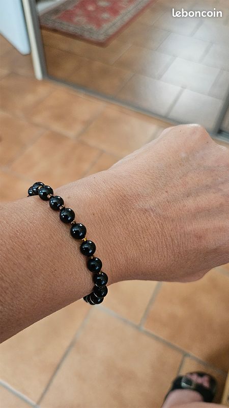 Bracelet neuf perles tourmaline noire (image 2)