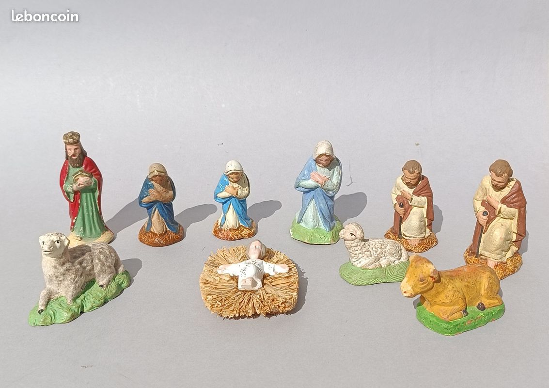 DÉCORATION SANTONS PERSONNAGES de Crèche de Noël en Bois EUR 12,50 - FR