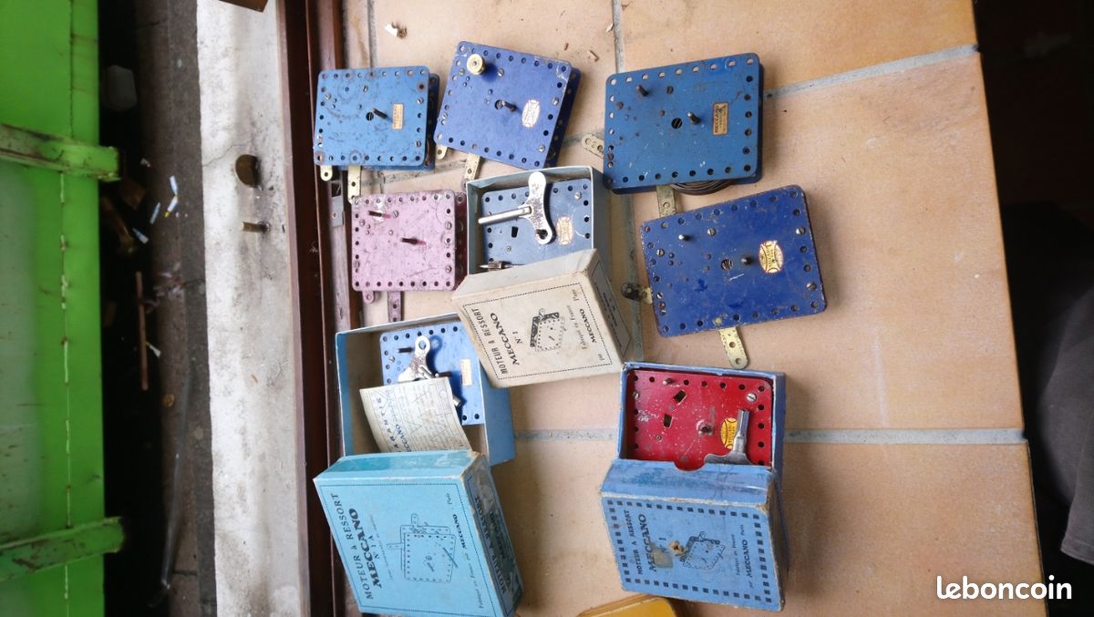MOTEUR À RESSORT Meccano N° 1 à renversement de marche bel état boite d