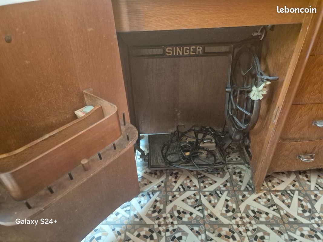 Meuble ancien machine a coudre singer (image 2)