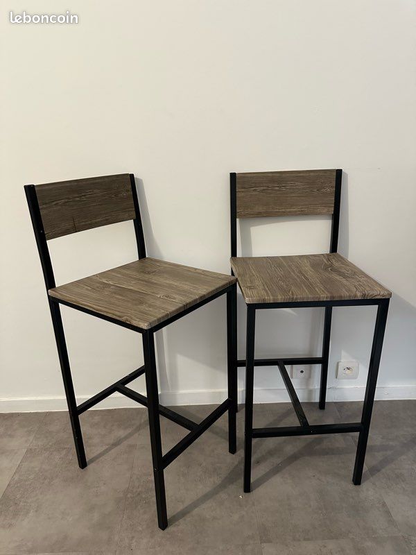 2 chaises hautes style bois design moderne et élégant (image 3)