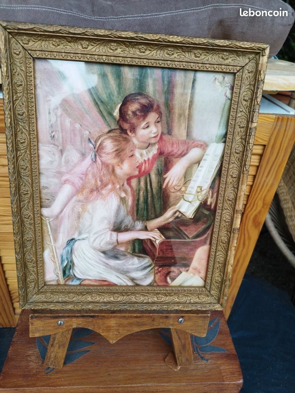 Tableau papier peint encadrement doré très ancien (image 10)
