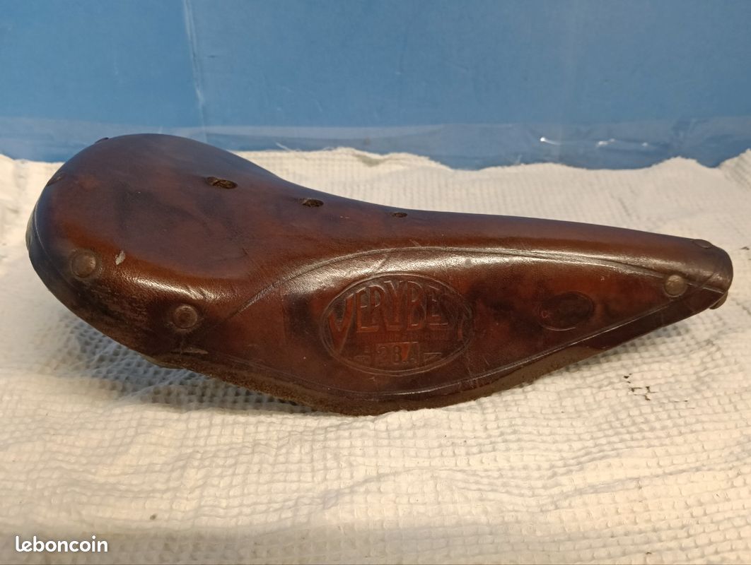Miniature Selle Vélo Cuir Publicitaire - Cie Continentale - Objet Pub Ancien