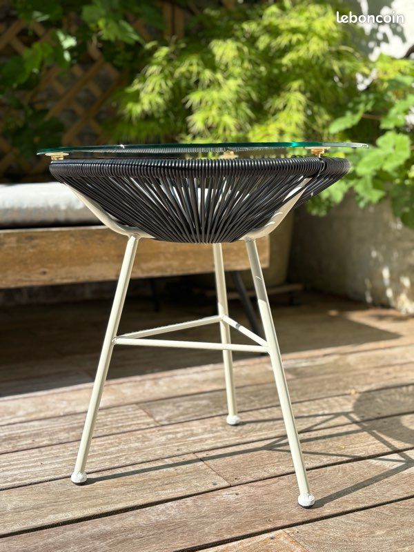 Table d'appoint de jardin Acapulco blanche et noir (image 2)