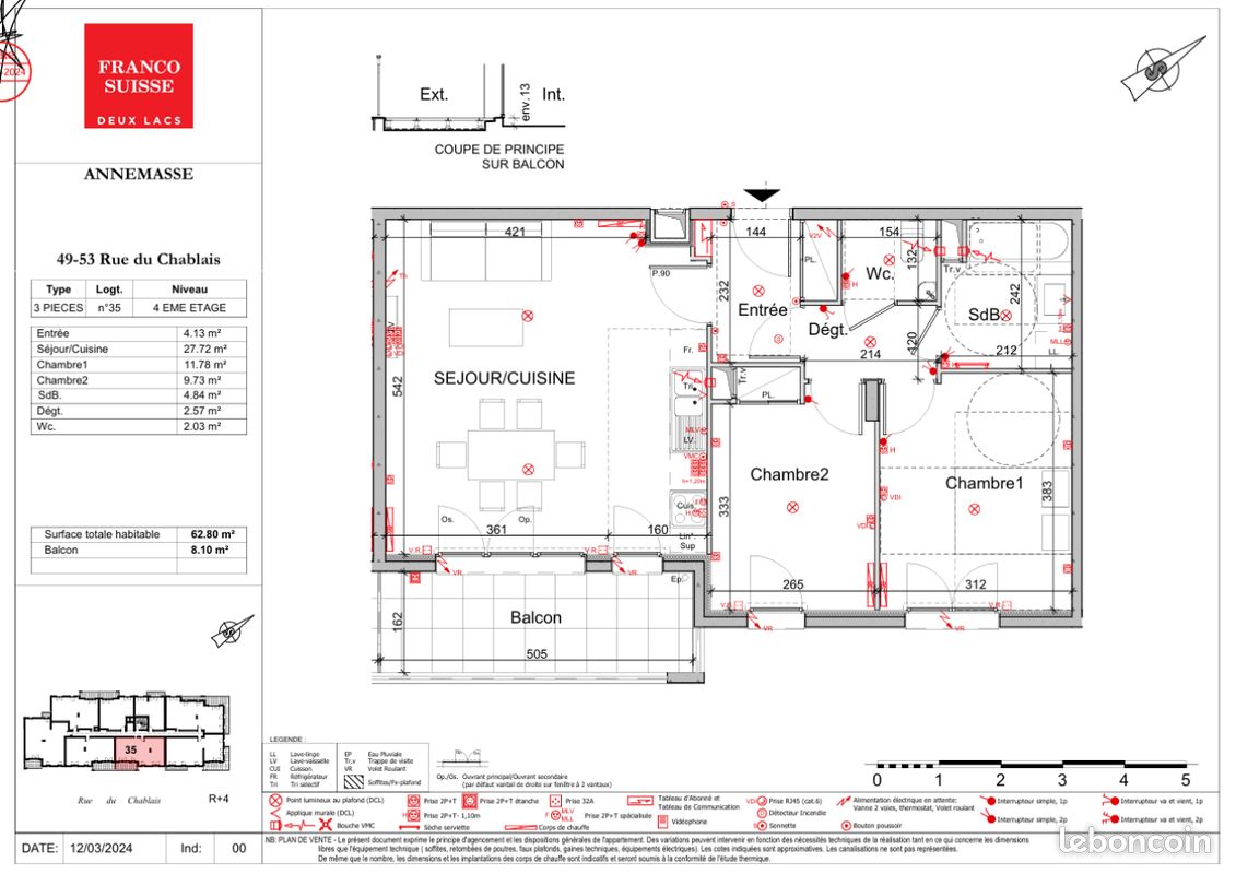 Appartement 3 pièces 63 m² · à Annemasse · 63 m² · 1 190 €/mois