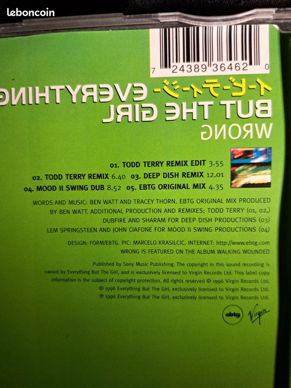 Everything But The Girl - Wrong - CD UK 1996 (image 2)
