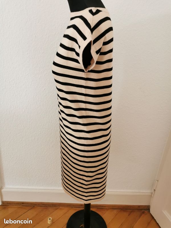 Robe rayée beige et noire Max Mara Weekend comme neuve en lainage