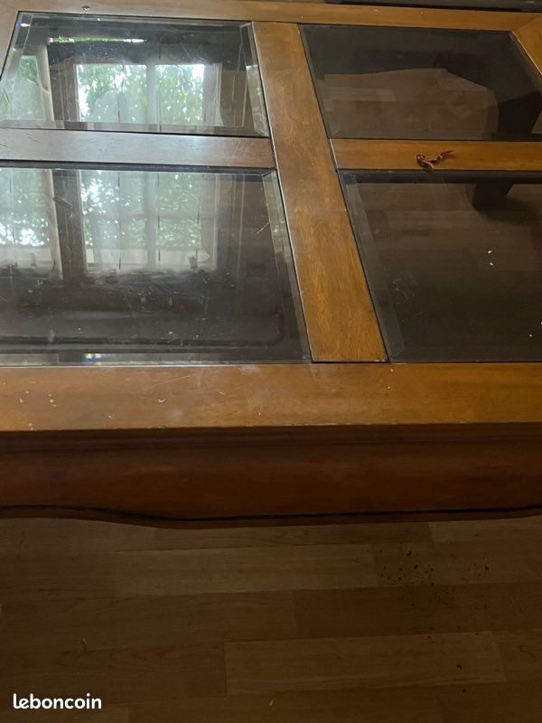 Petite table basse en verre et bois (image 2)