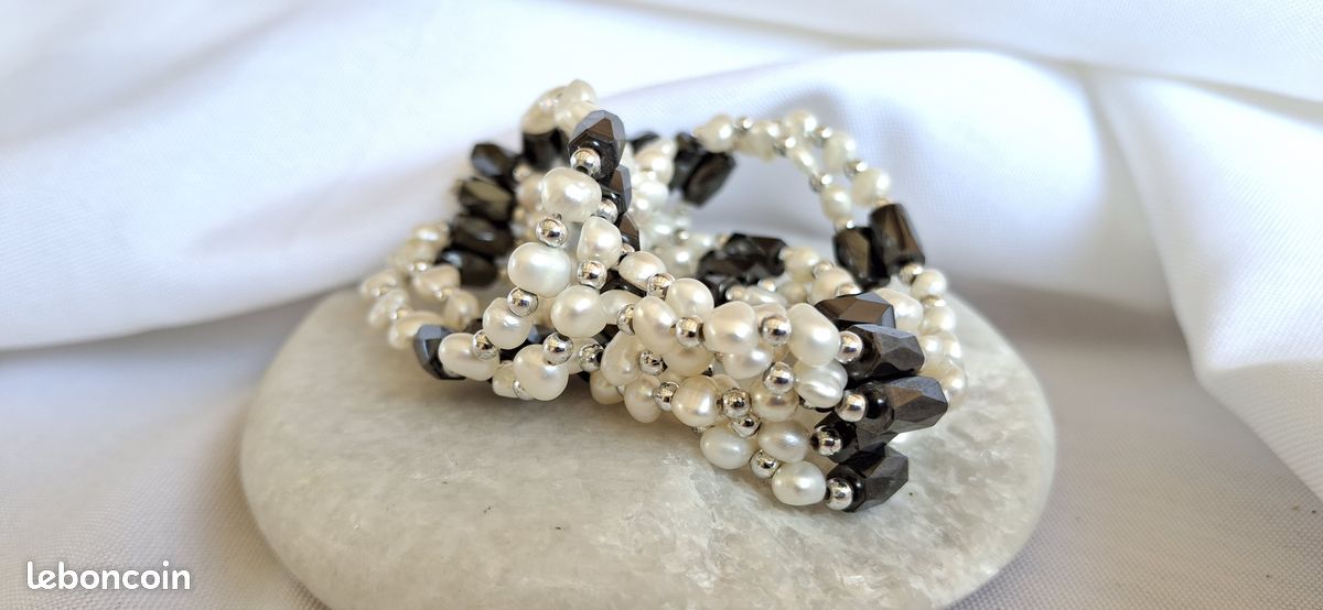 Parure/Bijou modulable 4-en-1 perles de culture & hématite magnétique (2 éléments) (image 4)