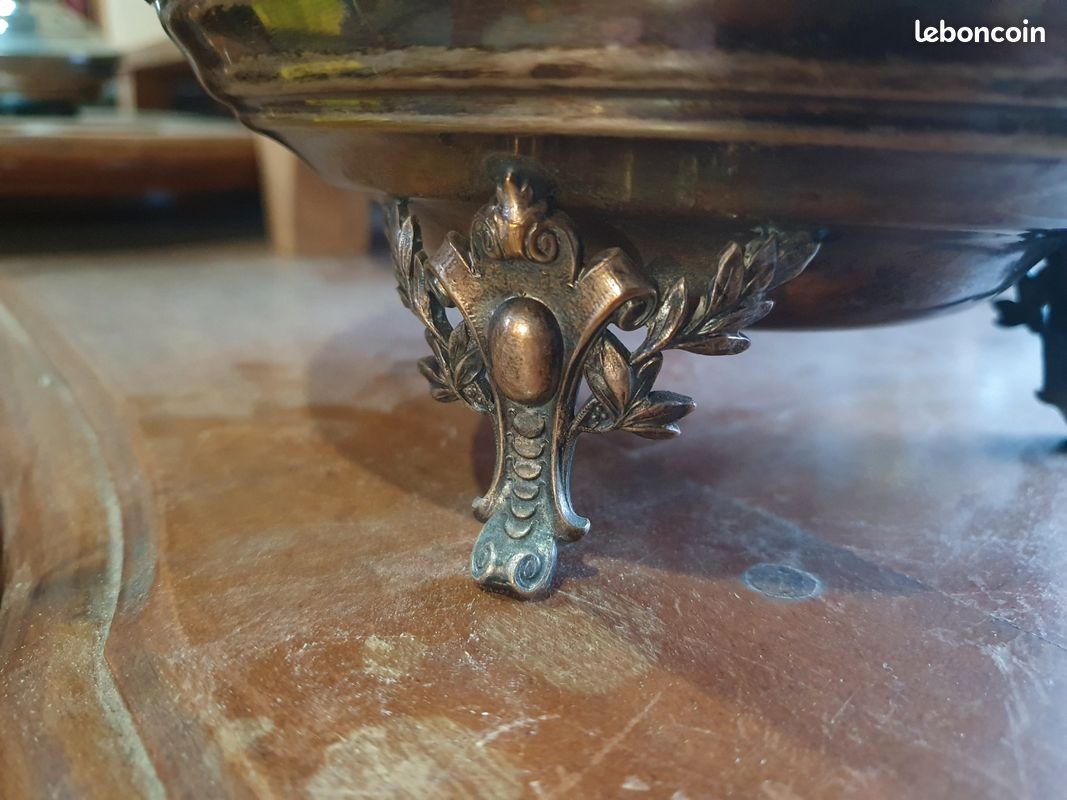 Ancien Coupe-Fruit Et Présentoir Métallique Avec Manche En Bois - Vintage Français