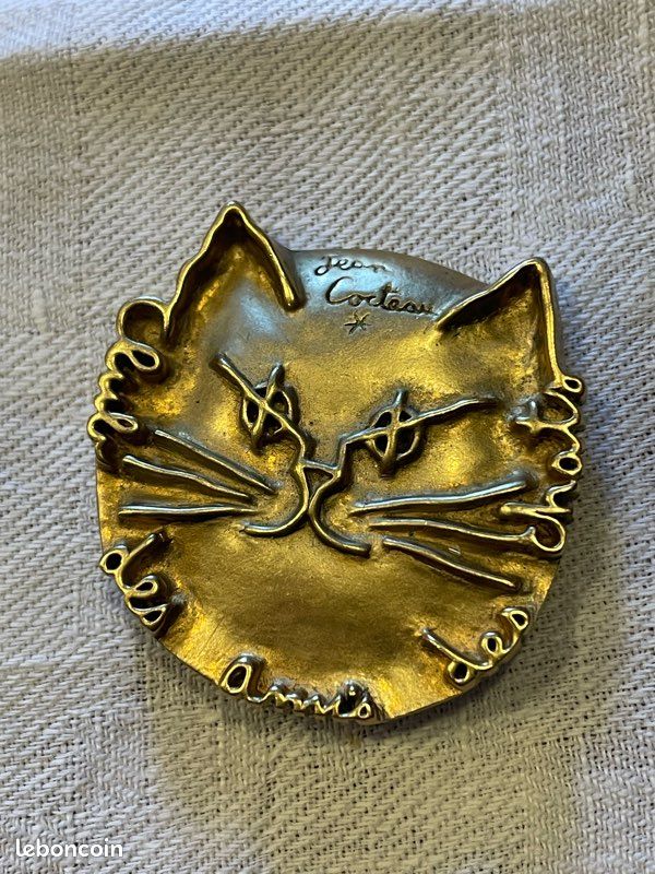 Broche Jean Cocteau Le Profil – En Laiton Doré, Style Artistique – Neuf Avec étiquettes