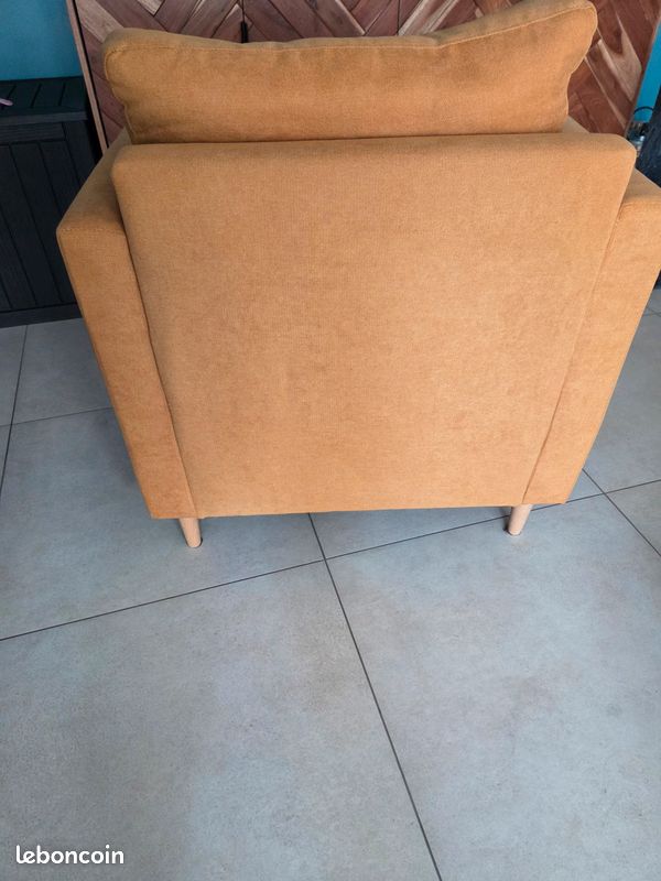 Fauteuil tissu couleur miel (image 6)