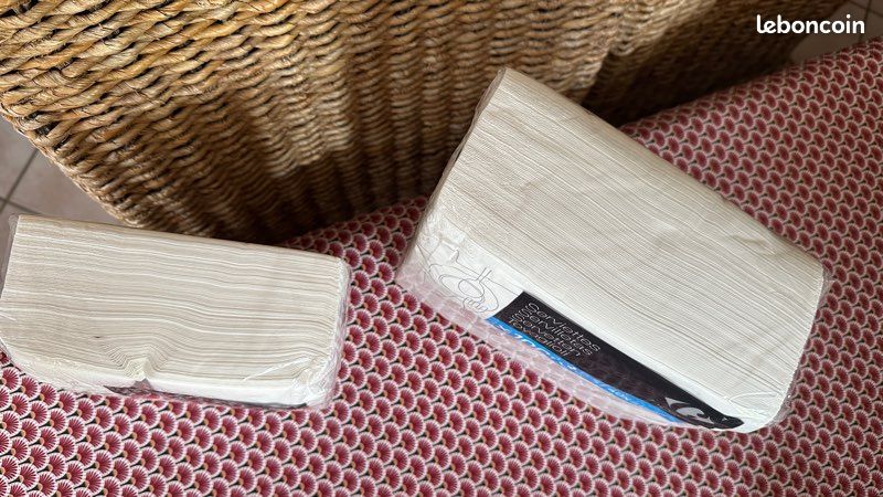 Serviettes en papier - blanche - 2 dimensions : 33*33 et 40*40 (image 2)
