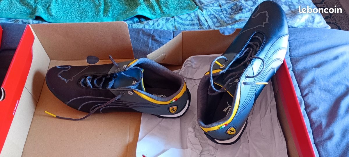 Vend basket Ferrari homme gris, noir, jaune, puma, pointures 44 prix 100 (image 3)