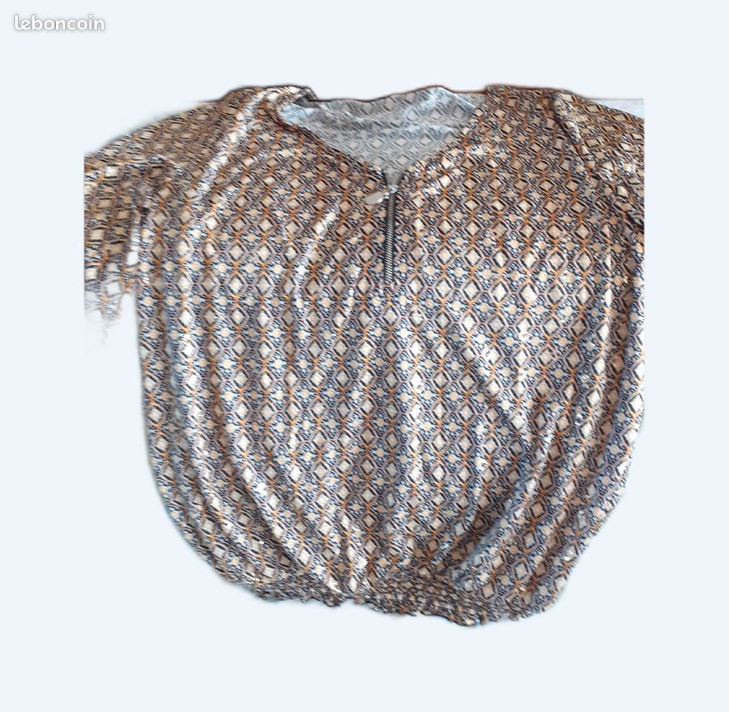 Tee-shirt marron noire doré (image 1)