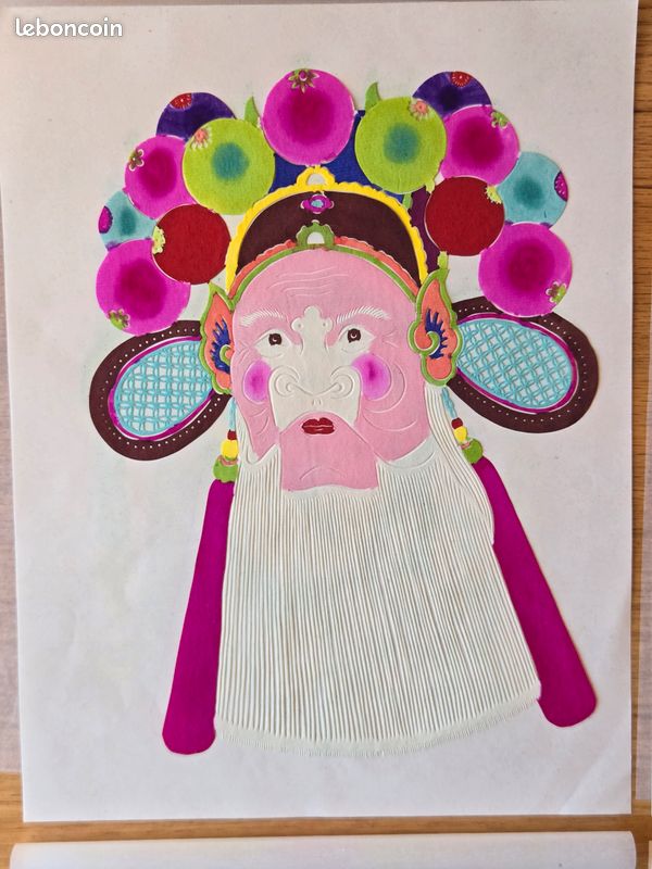 Lot de 6 papiers découpés chinois - masques de l’opéra de Pékin (image 5)