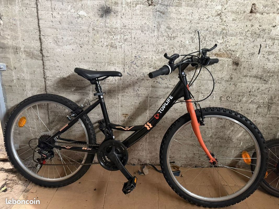 Vélo vtt toplife enfant adolescent ado 50 noir orange (image 1)