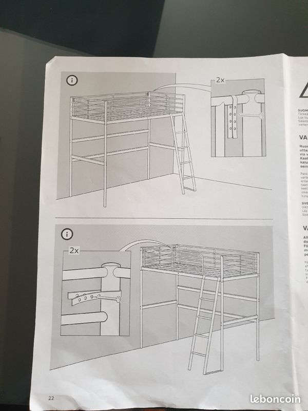 Ameublement lit 1place mezzanine en acier (image 8)