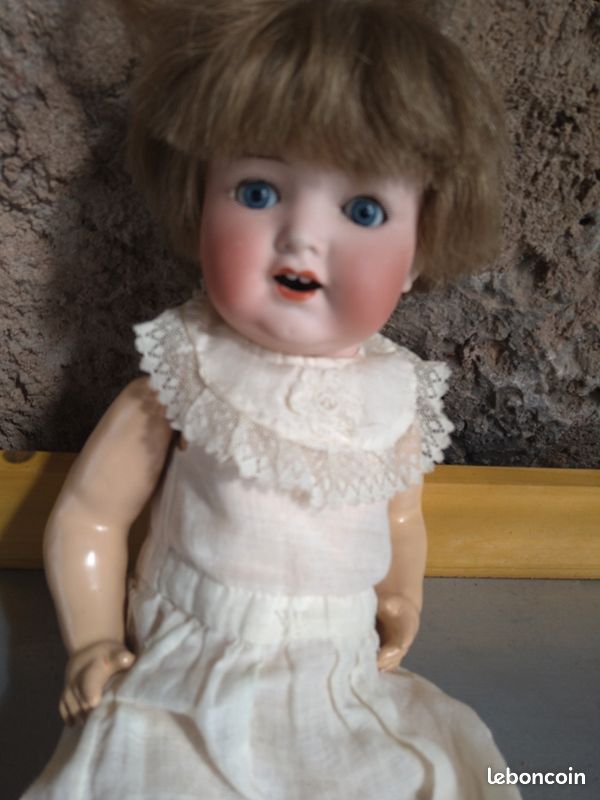 TRÈS BEAU ANCIEN POUPON BÉBÉ NOIR TETE BISCUIT HEUBACH - HT 33 CM